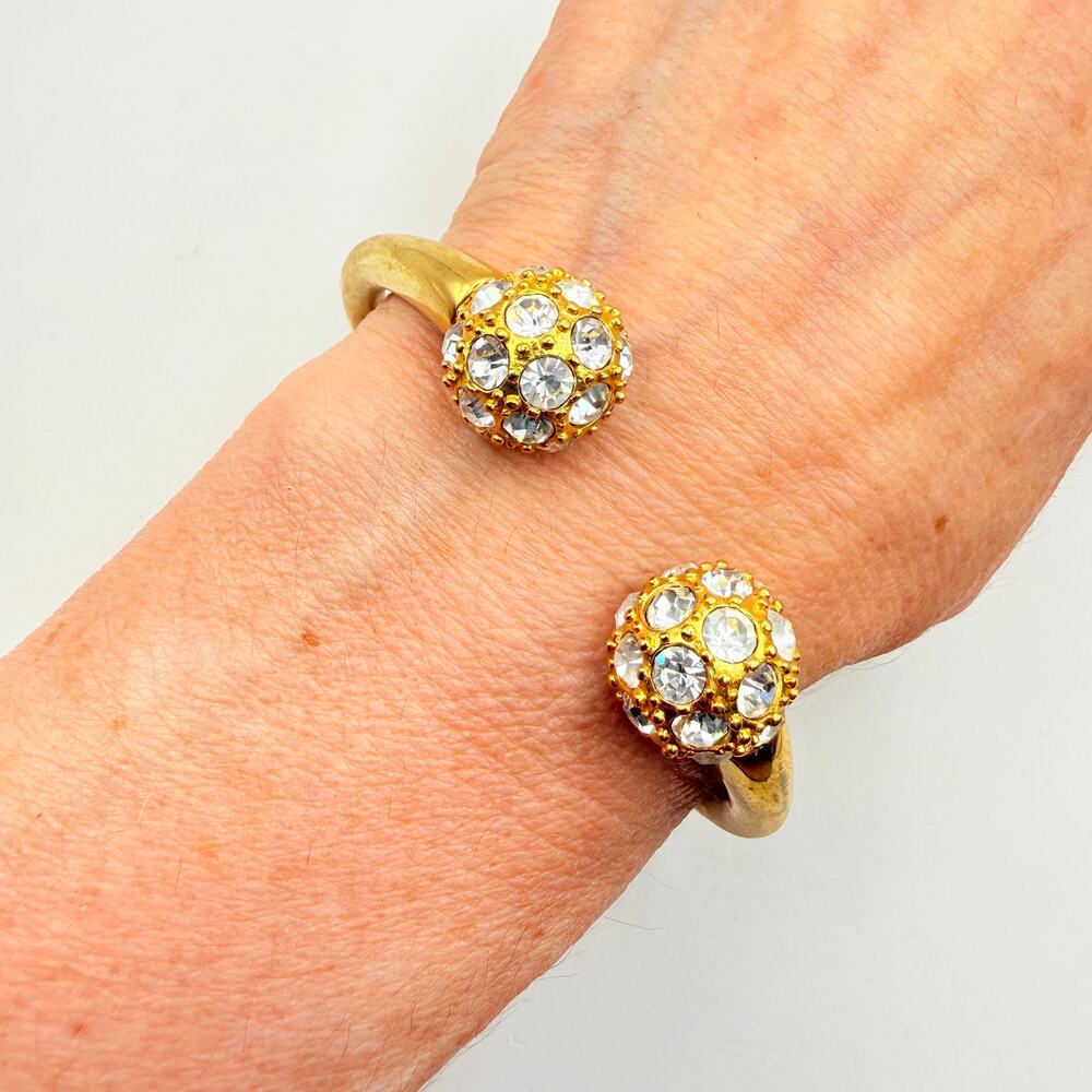 Vintage KJL Kenneth Jay Lane Gold Plated Cuff Bracelet Interchangeable Ball Ends
